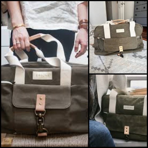 Bridling Weekender Travel Stylish Olive Green Canvas Organizer Duffle Bag - Picture 1 of 16